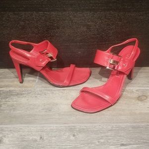 Casadei Red Italian Leather Heeled Sandals